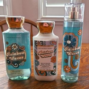 🛍BOGO 50% OFF🌈🛁🧴NWT‼️BBW "Rainbow Waves" 3-piece Set •Limited-Edition•